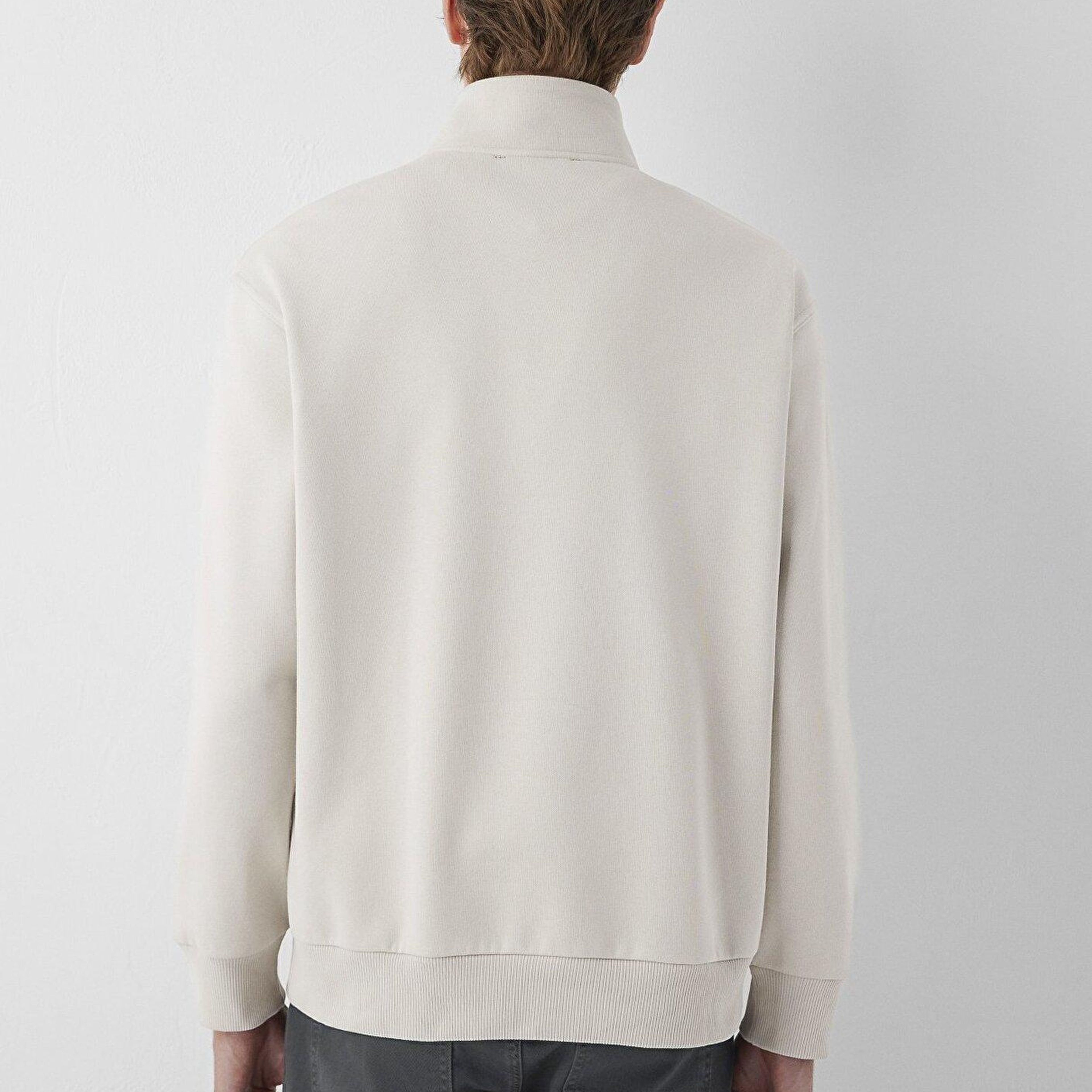 Mavi Yarı Fermuarlı Bej Basic Sweatshirt 0S10278-70144