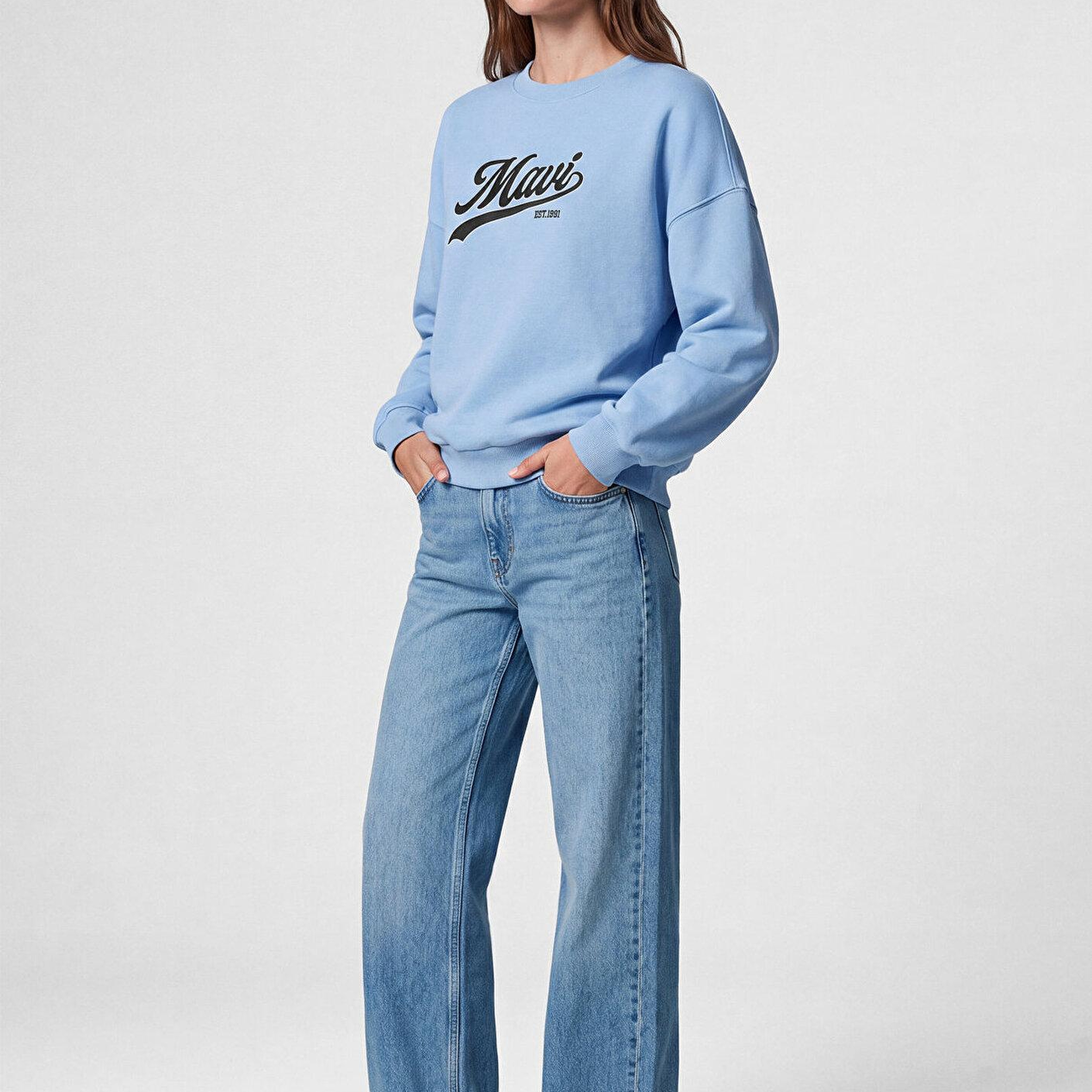 Mavi Mavi Logo Baskılı Mavi Sweatshirt 1S10419-70831
