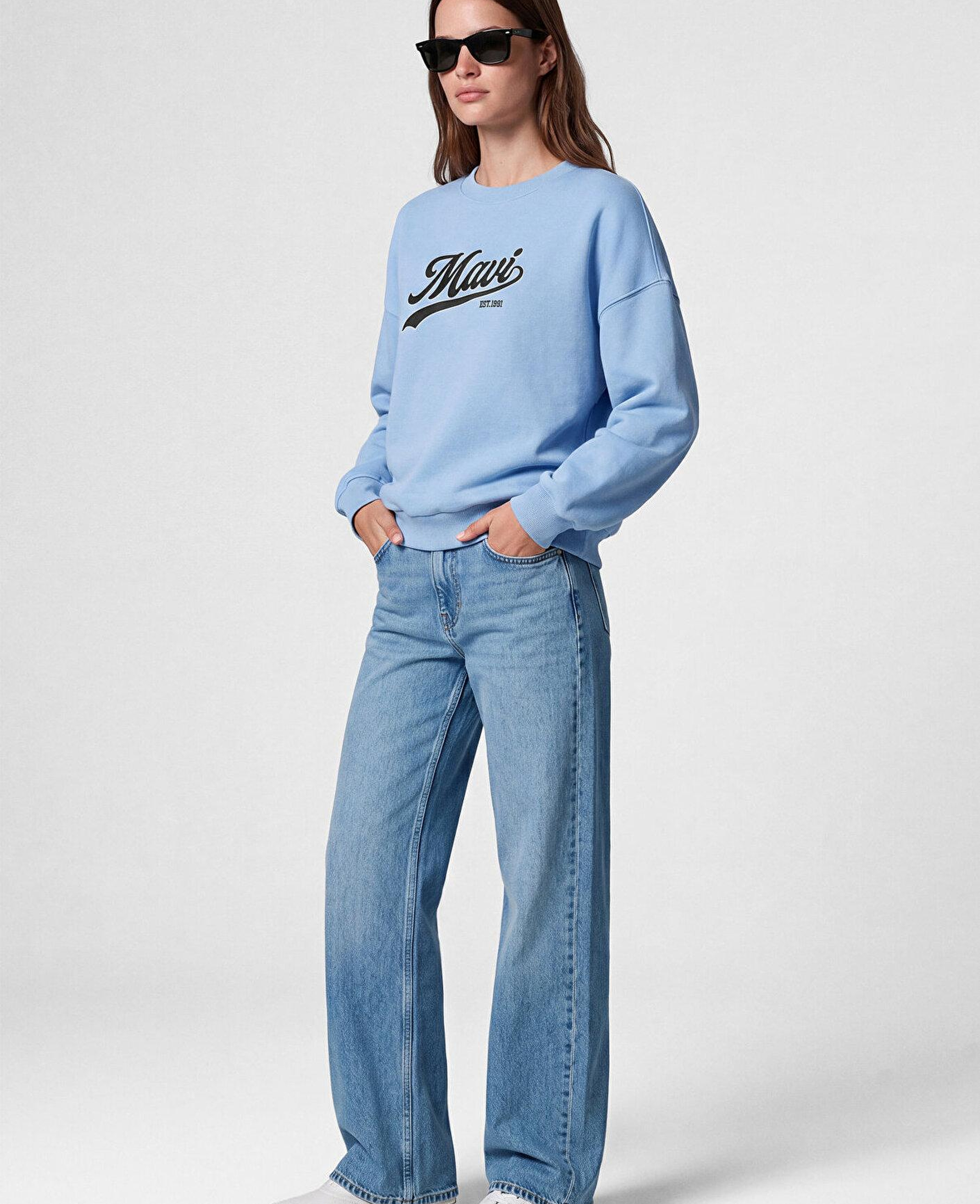 Mavi Mavi Logo Baskılı Mavi Sweatshirt 1S10419-70831