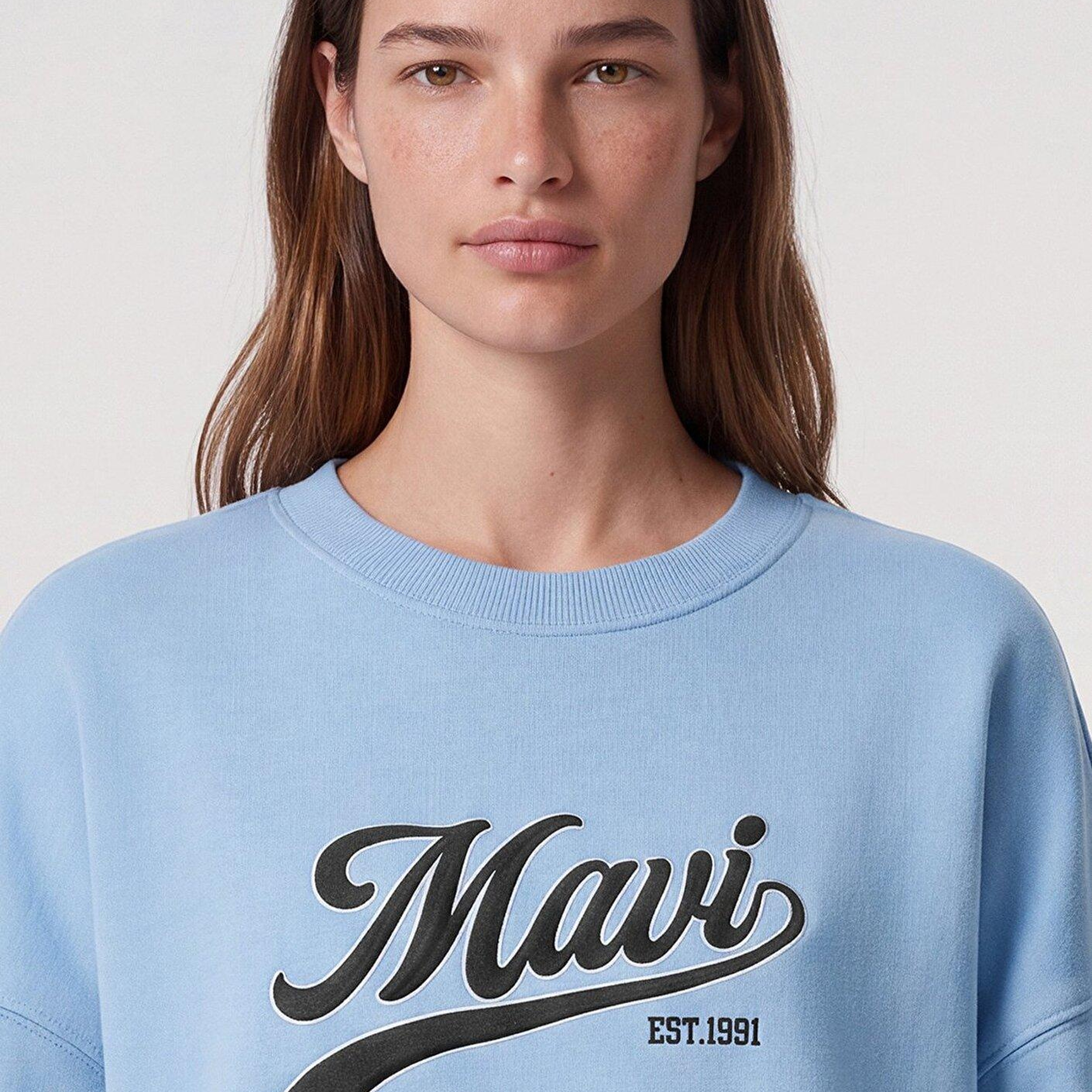 Mavi Mavi Logo Baskılı Mavi Sweatshirt 1S10419-70831
