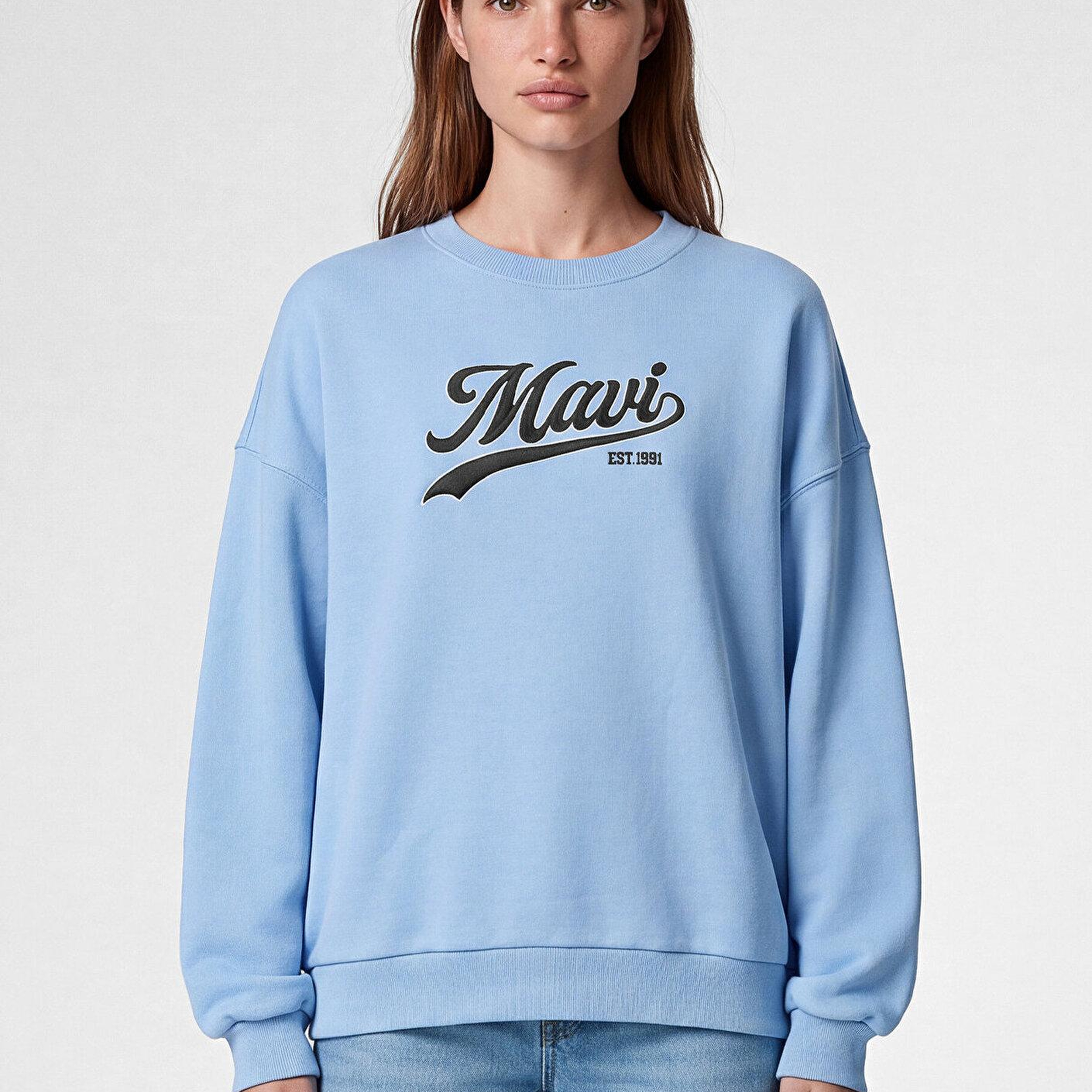 Mavi Mavi Logo Baskılı Mavi Sweatshirt 1S10419-70831