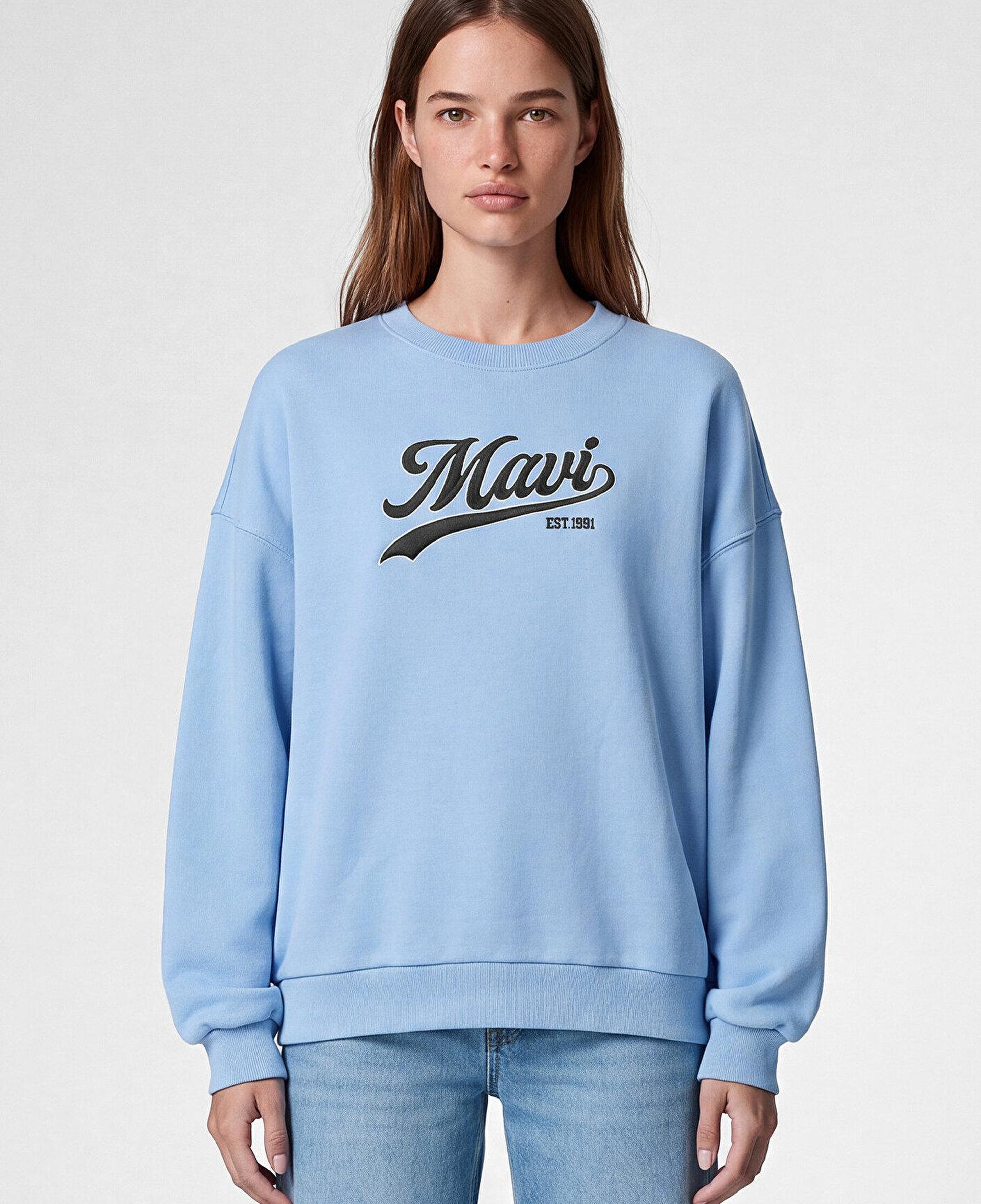 Mavi Mavi Logo Baskılı Mavi Sweatshirt 1S10419-70831